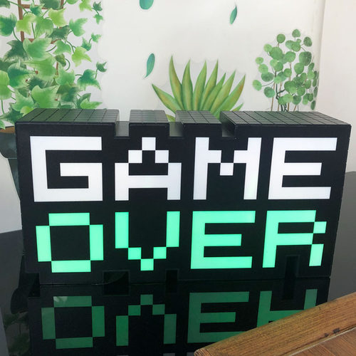 Game Over声控节奏USB氛围灯 拾音灯led马赛克图标游戏小夜灯