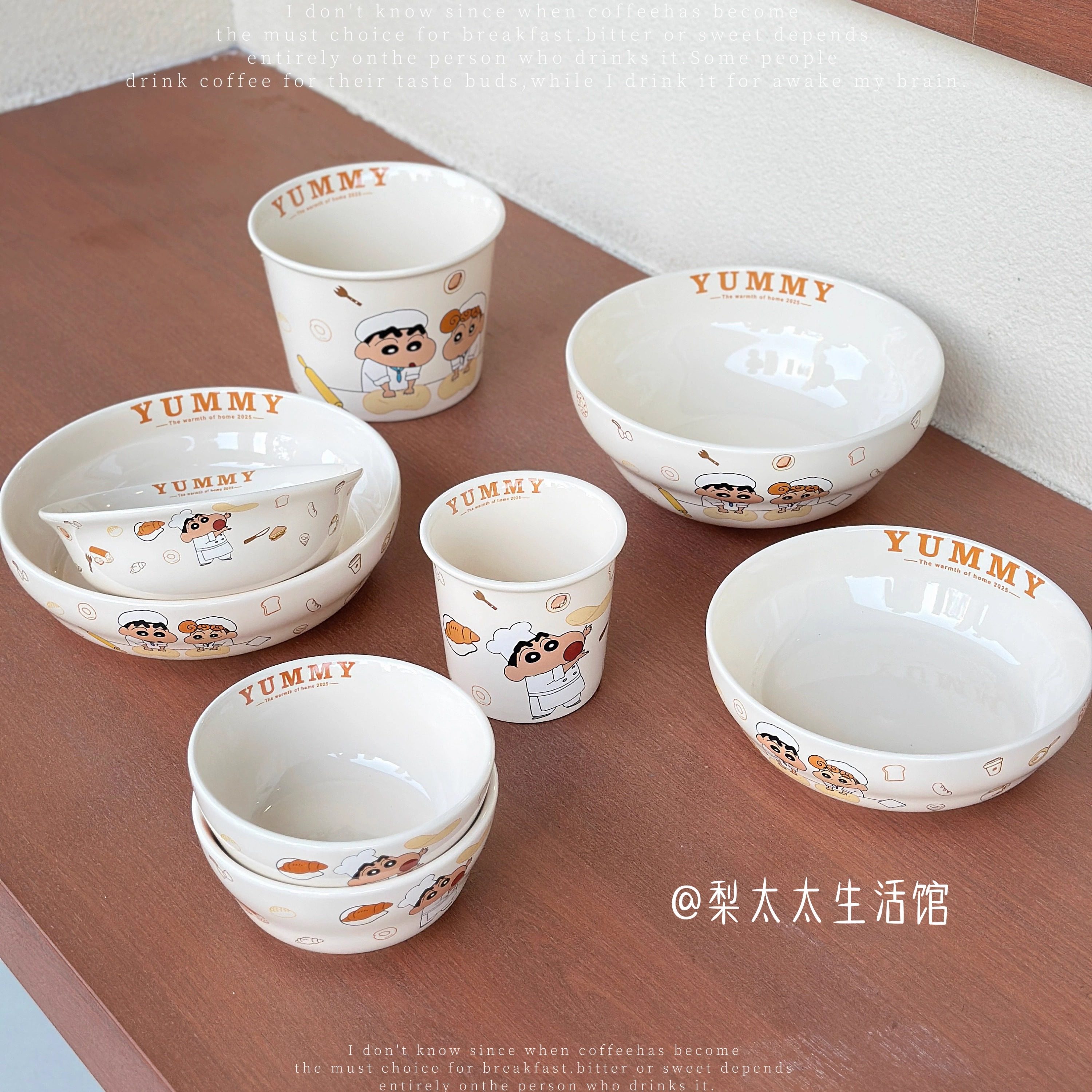 蜡笔小新陶瓷碗新款餐具家用可爱卡通儿童饭碗创意早餐碗甜品碗