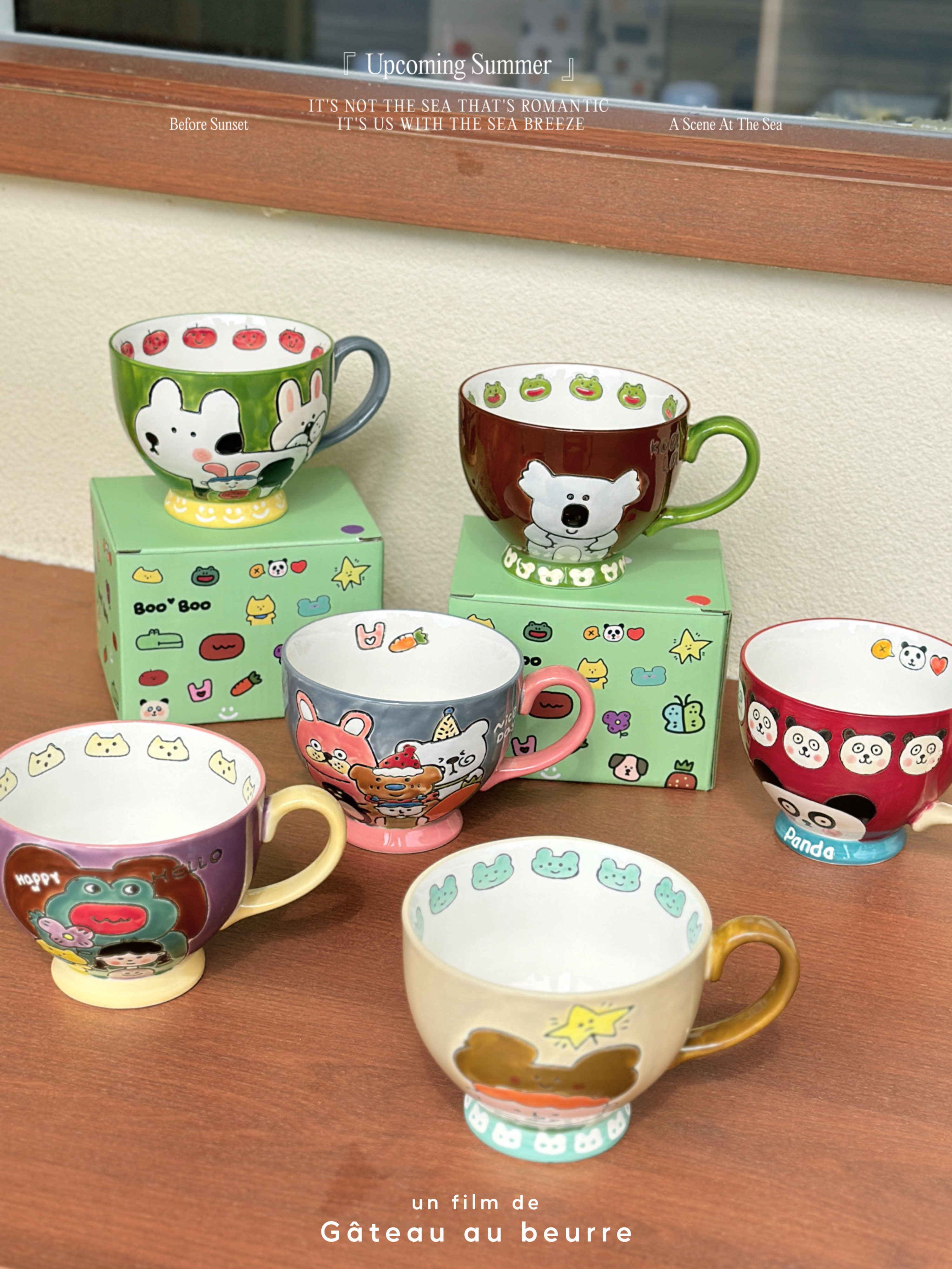 手绘釉下彩陶瓷早餐杯新款卡通搞怪高颜值马克杯情侣杯礼品伴手礼