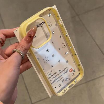 满屏音乐小狗二合一适用苹果17promax亚克力手机壳iPhone16/15/14pro可爱卡通16/15/14plus透明壳14/13/12/11