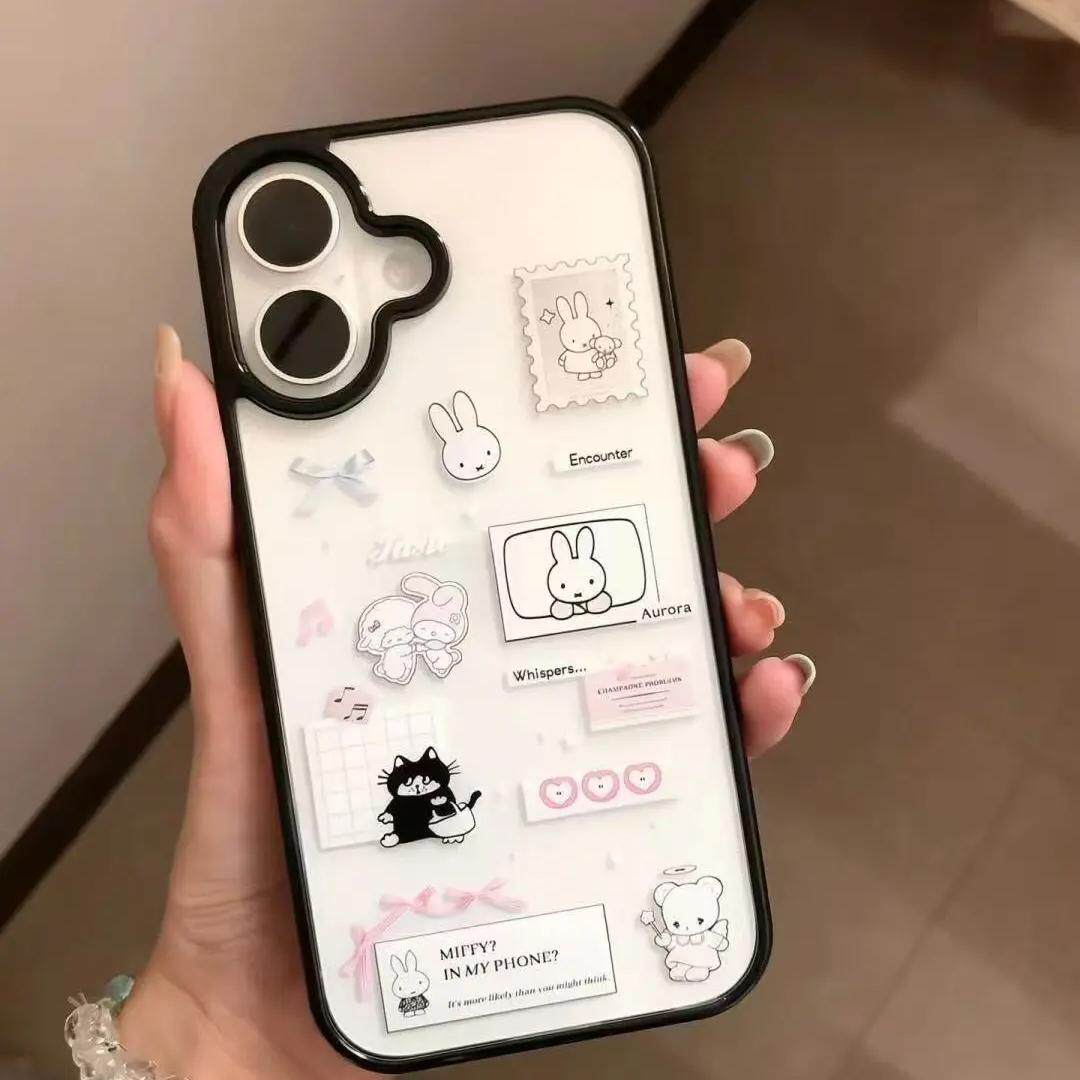 邮票米菲兔适用苹果17promax亚克力手机壳iPhone16plus小众创意15/14/13promax全包防摔12pro简约个性11男女