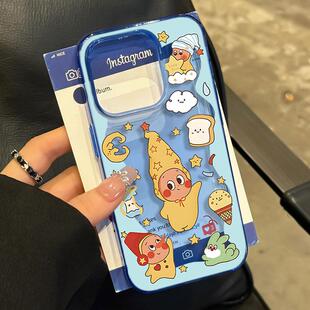 蓝围边星星人适用iPhone17promax/15promax/16pro防摔16plus透蓝手机壳苹果15pro/15/14pro/14/13pro/13/12套