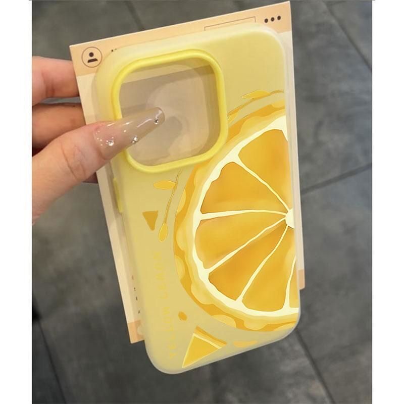 半边黄色柠檬适用苹果17/16promax果冻肤感二合一手机壳iPhone15/14/13promax小众创意vivo华为P70小米17oppo