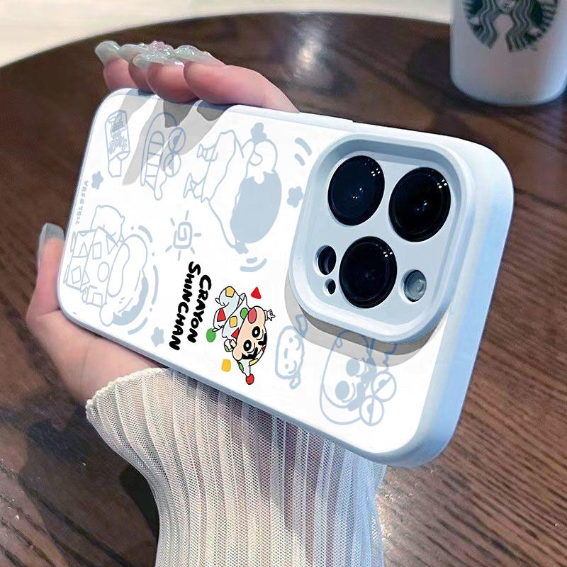 可爱睡衣小新适用苹果17/16promax仿原磨砂TPU手机壳适用iPhone15pro个性14plus小众创意13pro卡通12保护套11