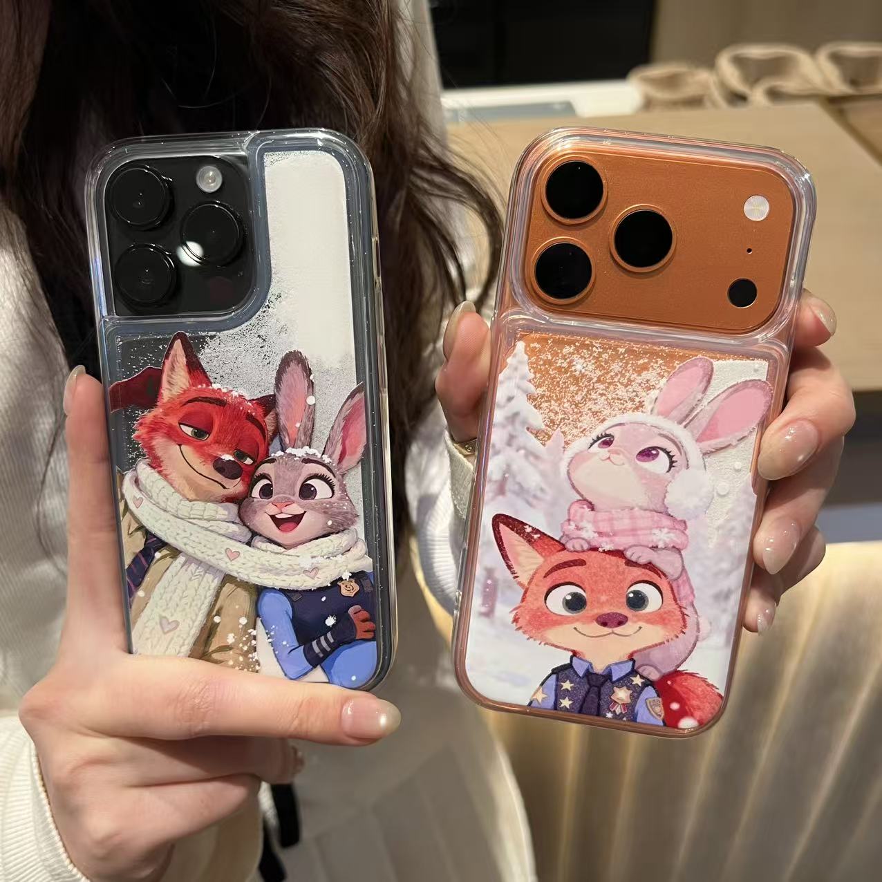 雪景朱迪尼克适用苹果17promax雪花流沙手机壳iPhone17/16/15/14/13pro全包透明vivo华为P70小米17oppo情侣套