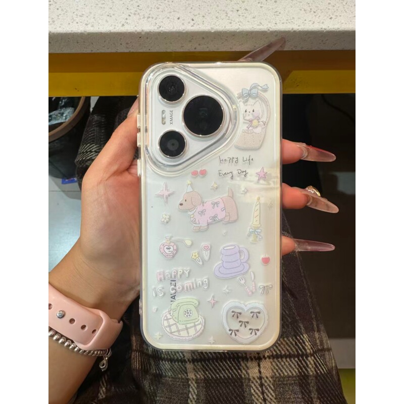 电话小狗小猫适用苹果17/16promax透色手机壳iPhone15plus全包防摔14/13pro高颜值小米15vivo华为p70oppo男女