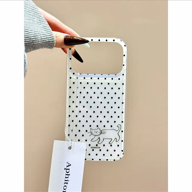 波点线条猫咪适用苹果17/16promax手机壳iPhone15小众创意14/13pro双层保护vivo华为P70小米17个性oppo防摔套