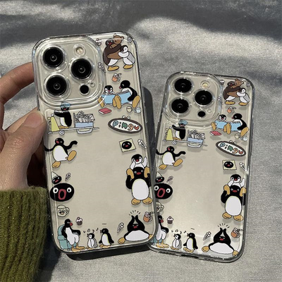 卡通企鹅相框适用iPhone17promax/16proamx/15promax防摔17pro/16pro/15pro手机壳华为P70vivo小米15oppo保护