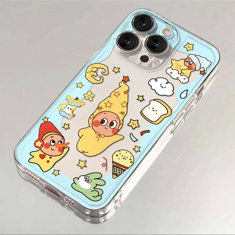 蓝围边星星人适用苹果17promax太空手机壳iPhone16/15/14/13/12/11全包透明华为P70vivo小米17oppo防摔保护壳