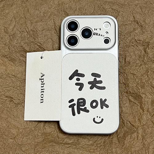 今天很OK适用苹果17ProMax荔枝纹大视窗手机壳iPhone16pro新款15plus小众创意14/13pro全包防摔12个性11男女