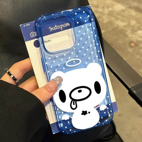 波点天使小熊适用苹果17promax透蓝手机壳iPhone16/15/14/13pro简约个性14/13/12全包11防摔13pro卡通新款AIR