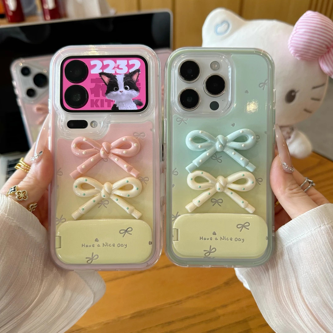 渐变蝴蝶结适用苹果17/16promax透色手机壳iPhone15plus全包防摔14/13pro高颜值小米15vivo华为p70男女oppo潮