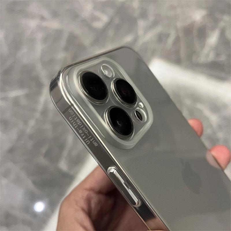 超薄透明拜耳金属按键透明壳适用苹果17promax高级感手机壳iPhone16/15/14/13promax全包防摔xr华为P80小米17
