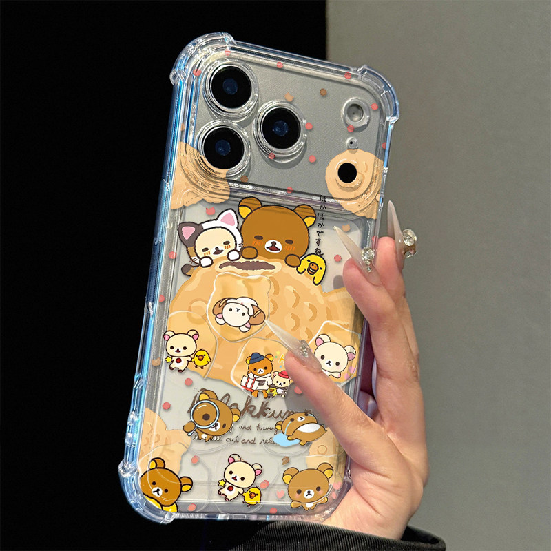 轻松熊鲷鱼烧适用苹果17promax四角防摔气囊手机壳iPhone16/15/14/13pro全包透明vivo华为P70小米17oppo新款