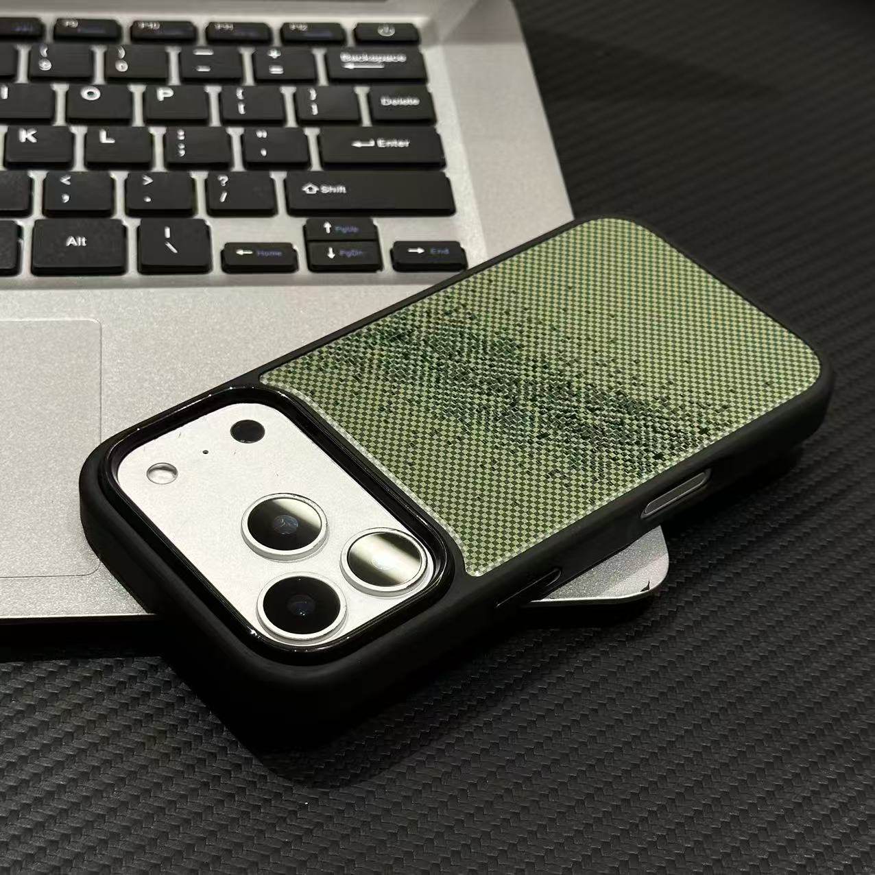 鎏金凯夫拉纹适用苹果17promax亚克力手机壳iPhone16/15/14/13promax简约风vivo华为P70小米15oppo高级保护套