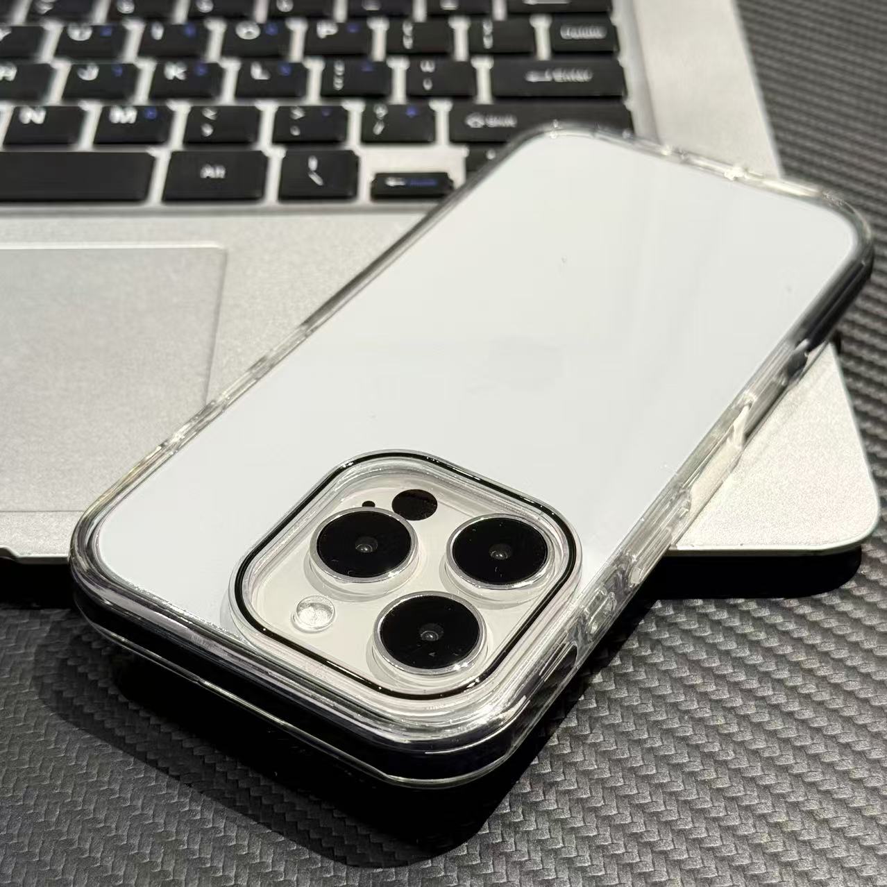 高级感撞色足球纹边框适用于苹果16/17promax手机壳透明适用iPhone15plus/14防滑纹13pro/12情侣14Pro保护套