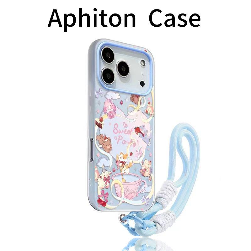 可爱卡通派对适用苹果17promax带挂绳手机壳16plus果冻二合一iPhone17pro磨砂肤感16/15/14/13/12pro创意新款