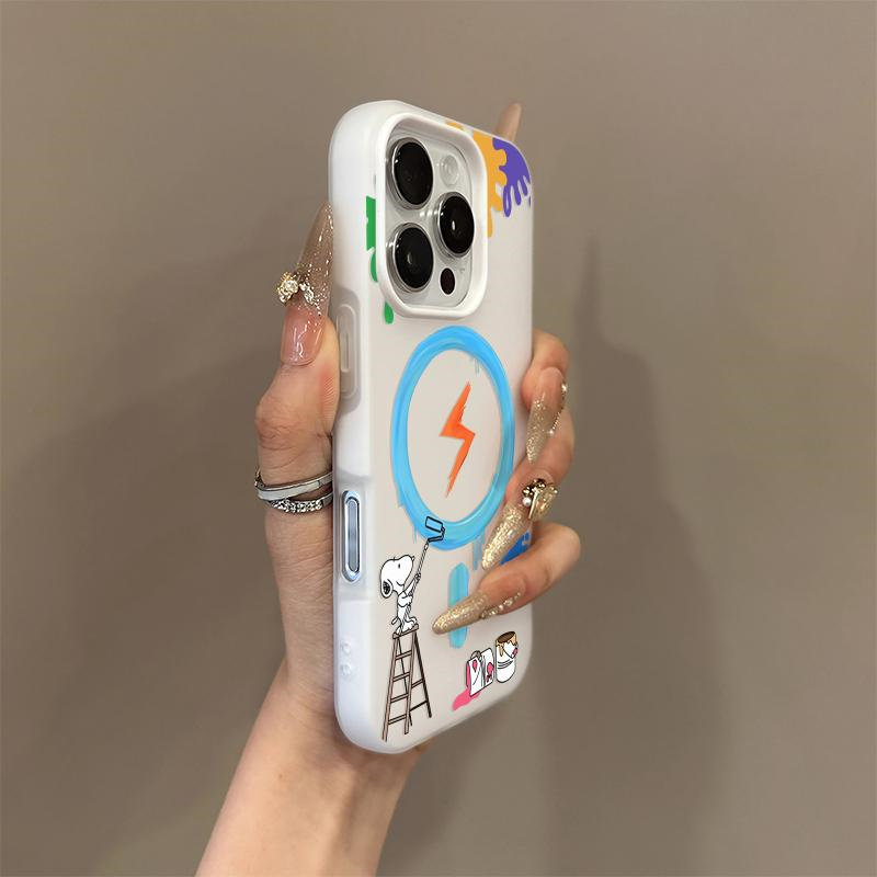 刷墙史努比适用苹果17promax磁吸糖果二合一17/AIR/16/15/14plus磨砂防摔软套iPhone17pro/16/15/14/13手机壳