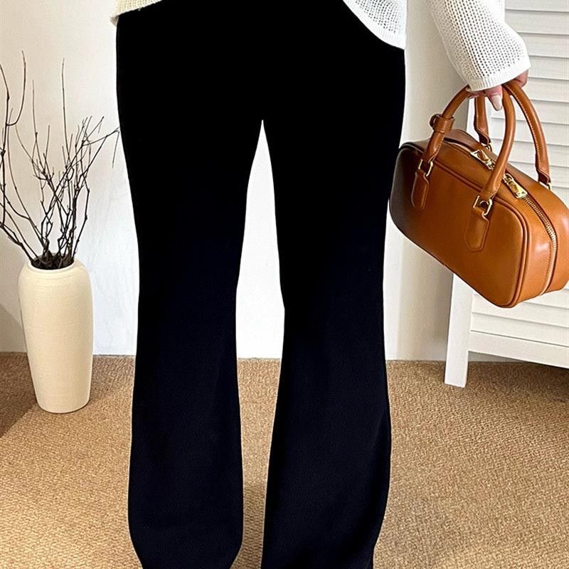 大码女装高腰休闲裤修身显瘦喇叭裤2025冬胖mm气质百搭裤子NK1291