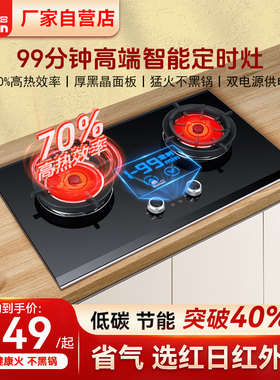 红日红外线燃气灶家用聚能天然液化气定时嵌入式灶具防爆 EM618BP