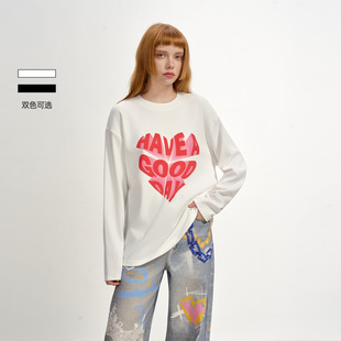 【汪苏泷 苏醒 孙涵清同款】SOFITTE 25AW字母爱心宽松长袖T恤