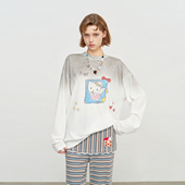 T恤百搭休闲通勤男女同款 SOFITTE 26SS喷脏趣味恶搞Kitty印花长袖