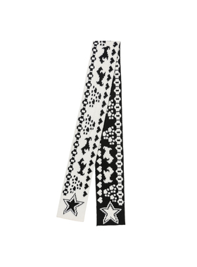 SOFITTE 25AW白色费尔岛羊毛小狗提花毛织围巾休闲百搭围脖男女款