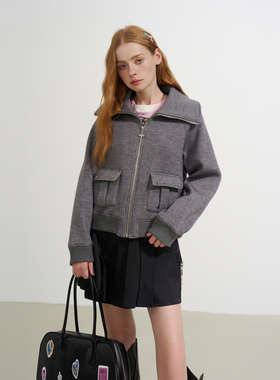 SOFITTE 25AW灰色工装立体口袋翻领夹克休闲保暖加厚男女同款