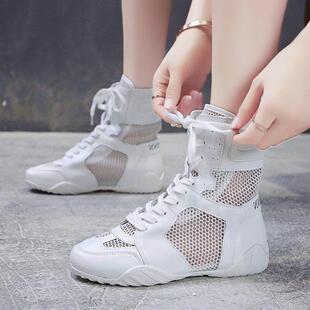 网红高帮凉靴女夏季透气2023新款瘦瘦马丁靴网纱长靴镂空短靴凉鞋