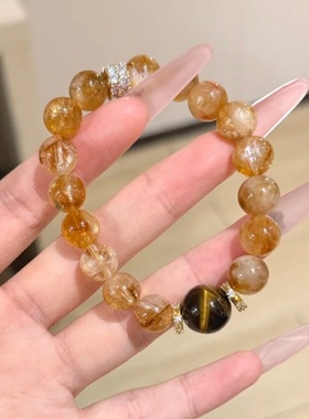 天然黄塔晶手链女款轻奢小众