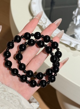 天然黑曜石情侣手链单双圈串珠手串简约气质显白手链女礼物高级感