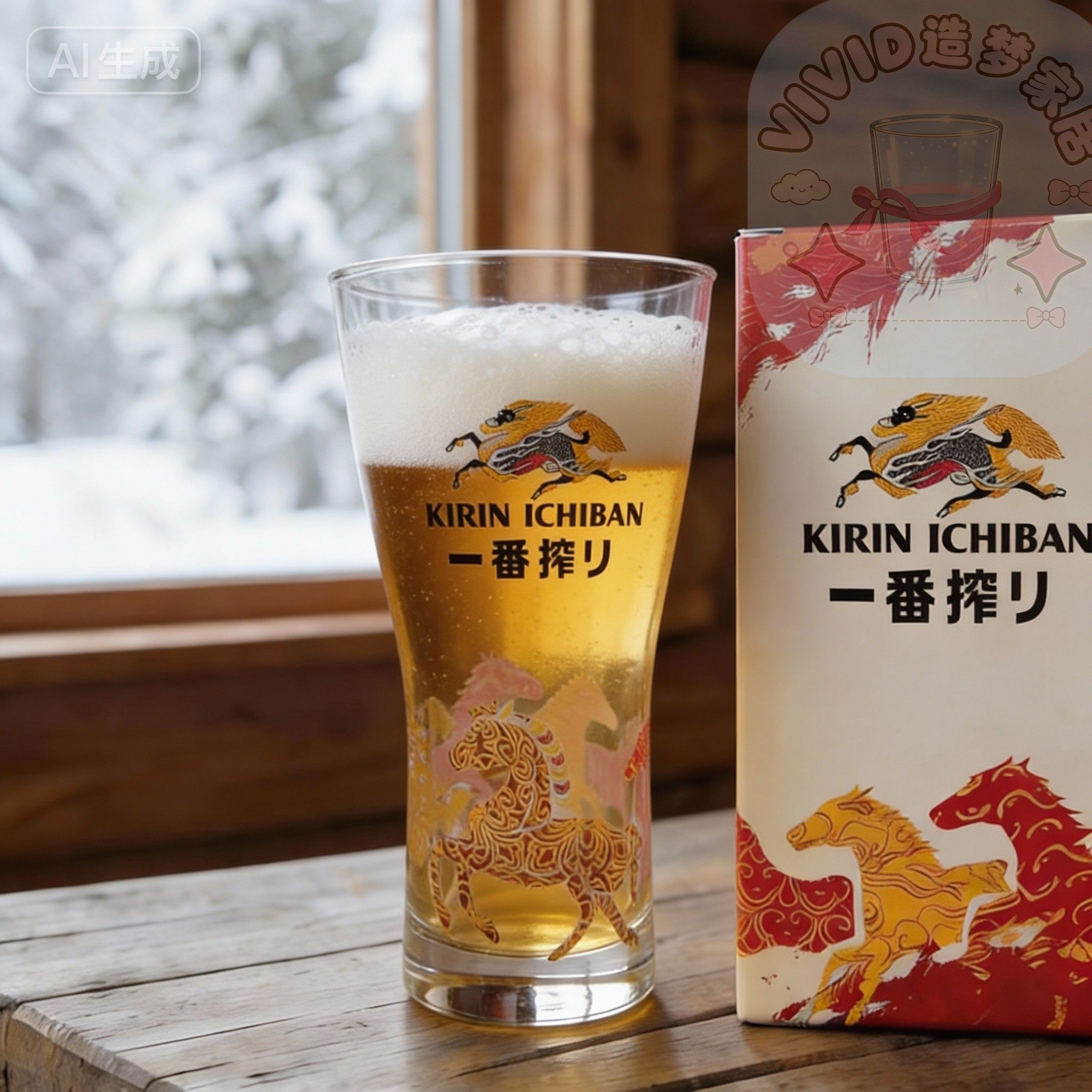 麒麟一番榨周边马年限定啤酒杯高端时尚小众量贩水杯酒具印花清晰