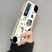 适用vivoY76s手机壳vivo新款 Y76s保护viviy套vovoy软电镀voviy全包防摔vⅰvoy步步高viv0丫vivy女生黑白kt猫