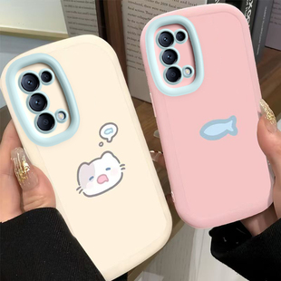 适用OPPOReno5手机壳OPPO新款 Reno5pro5G套OPPOReon高级感5k5G硅胶OPPORone全包OPP0PP0PPO防摔男女小猫小鱼