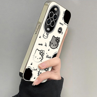 适用华为nova14活力版手机壳nove新款保护套电镀透明镜头全包防摔荣耀软外壳note板navo男nava女novo黑白kt猫