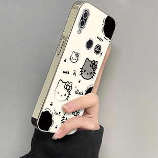 适用红米Note7Pro手机壳小米RedmiNote7保护套Redmi新款RED可爱Not电镀银框N0te全包防摔Pr0Por女生黑白kt猫