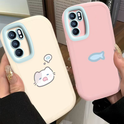 适用OPPOReno6手机壳OPPO新款Reno65G套Reon6pro高级感5G硅胶OPPORone全包OPP0PP0PPO防摔Ren09男女小猫小鱼