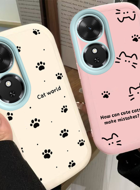 适用荣耀Play10C手机壳HonorPlay10C新款保护套华为NIC一AN00全包防摔Honor液态硅胶软外壳paly男女线条猫爪