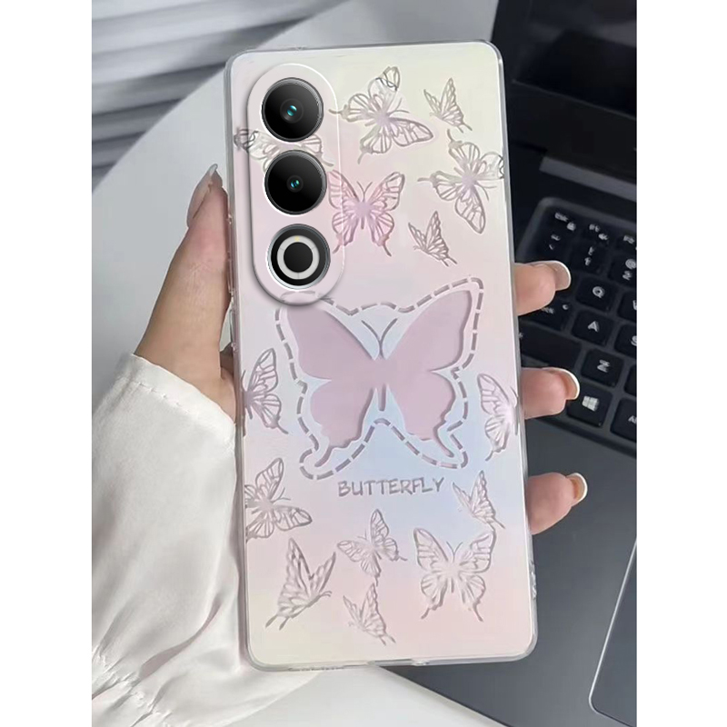 适用于一加Ace3V手机壳1加AEC新款OPPO专用保护套ACEV十1+AC3V3渐变仙女款外壳全包防摔OPPOACE镂空蝴蝶粉色