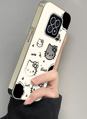 适用荣耀Play5活力版手机壳华为NEW一AN90保护套NEWAN新款Pay电镀银框Paly板Piay全包防摔HONOR女生黑白kt猫