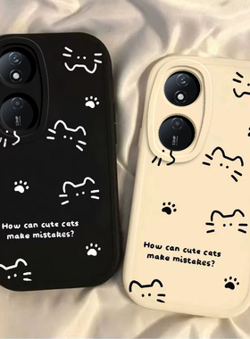 适用荣耀Play10C手机壳HonorPlay10C新款保护套华为NIC一AN00全包防摔Honor液态硅胶软外壳paly男女线条猫咪