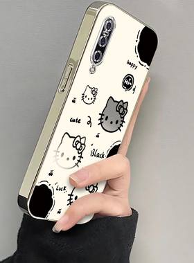 适用小米9手机壳Mi9pro保护套M1902F1A新款可爱电镀银框软壳镜头全包防摔M九创意高级感超薄磨砂女生黑白kt猫