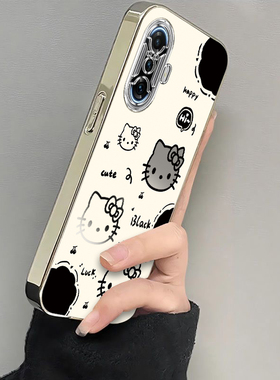 适用红米K40游戏增强版手机壳小米RedmiK40Gaming保护套K40G电镀银框40K电竞加强全包防摔散热看女生黑白kt猫