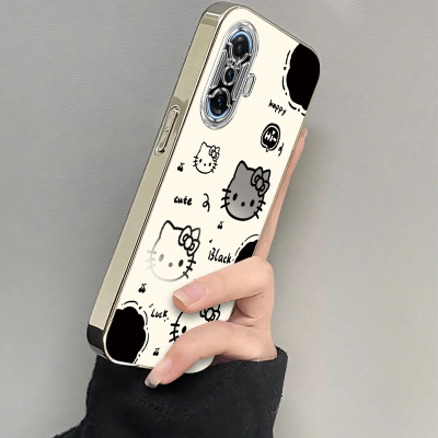 适用红米K40游戏增强版手机壳小米RedmiK40Gaming保护套K40G电镀银框40K电竞加强全包防摔散热看女生黑白kt猫