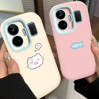 适用真我GTNeo5手机壳realmeGTNeo5240W保护套OPPO新款realme液态硅胶GT5Neo全包防摔realmeNeo男女小猫小鱼