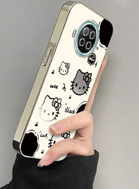 适用红米Note9Pro手机壳小米RedmiNote保护套Redmi新款RED可爱Not电镀银框N0te全包防摔Pr0Por5G女生黑白kt猫