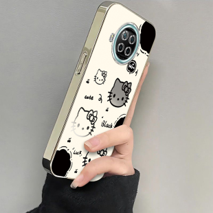 适用红米Note9Pro手机壳小米RedmiNote保护套Redmi新款RED可爱Not电镀银框N0te全包防摔Pr0Por5G女生黑白kt猫