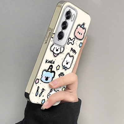 OPPOReno12手机壳OPPO新款Reno12Pro5G套OPPORone125G电镀OPPOReon全包防摔OPPORneo女生OPP0PP0PPO黑白kt猫