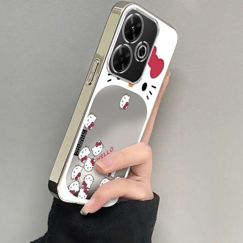 适用红米Note13R手机壳小米RedmiNote13R5G保护套Redmi新款Noto可爱RED电镀银框软壳全包防摔Not女生大嘴kt猫