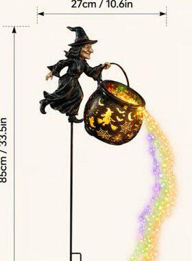 跨境万圣节女巫坩埚花园灯Witch's cauldron庭院树脂工艺品地插灯